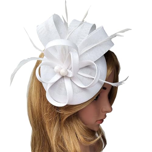 SANRLO Stirnbänder, Haar-Accessoires für Damen, Teeparty-Fascinator für Party, Hochzeit, Federnetz-Fascinator, Haarnadel, Hut, große Blume, Kirchen-Kopfschmuck von SANRLO