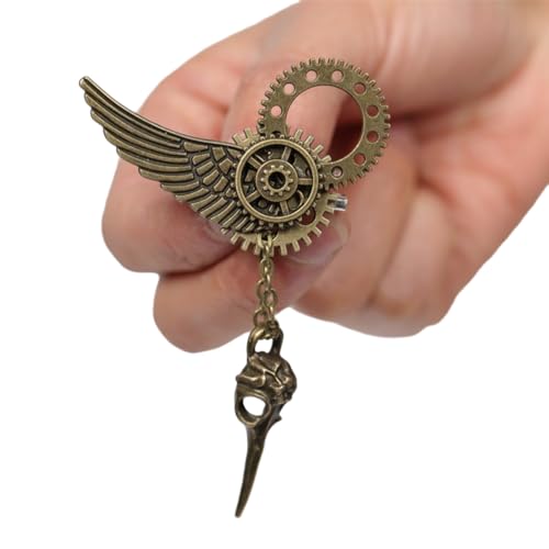 SANRLO Stirnbänder, Haar-Accessoires für Damen, Unisex, Steampunk-Brosche, Anstecknadel, Totenkopf-Flügel, Abzeichen, Halloween, Cosplay, Legierung, Anstecknadeln, Metallnadeln, Kragen-Brosche, About von SANRLO