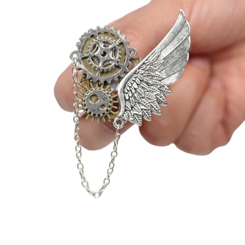 SANRLO Stirnbänder, Haar-Accessoires für Damen, Vintage-Steampunk-Brosche für Damen und Herren, elegante Punk-Stil, Zahnräder-Brosche, Anstecknadel, Kleid, Hemd, Anstecknadel, Dekoration, Size von SANRLO