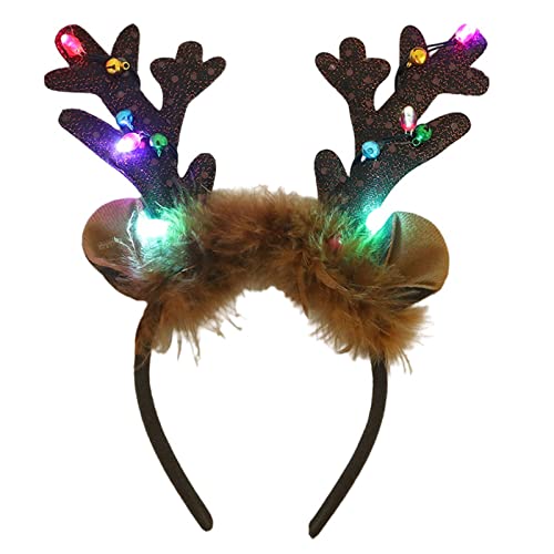 SANRLO Stirnbänder, Haar-Accessoires für Damen, Weihnachts-LED-Licht-Stirnbänder, Geweih-Stirnband, Kinder und Erwachsene, Kopfbedeckung, Ornamente, Weihnachtsfeier, Cosplay-Zubehör von SANRLO