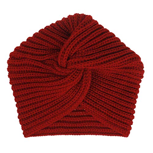 SANRLO Stirnbänder, Haar-Accessoires für Damen, Winter-Häkel-Strick-Turban-Mütze, geknotet, solide, warmer Totenkopf von SANRLO