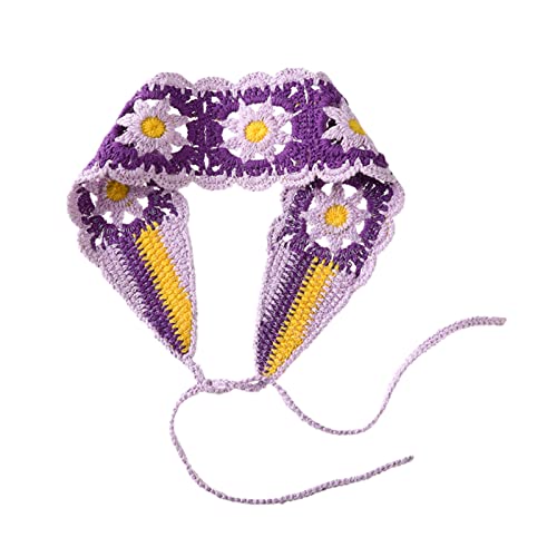 SANRLO Stirnbänder, Haar-Accessoires für Damen, gestricktes Bandana-Stirnband, florales Häkeln, für den Kopf, breiter Haarschal, schönes Kopftuch, buntes Raffhalter für Kopf von SANRLO