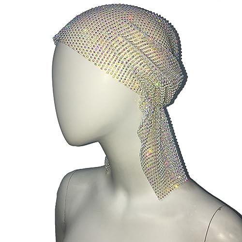 SANRLO Stirnbänder, Haar-Accessoires für Damen, modisch glänzende Strasssteine, Kopftuch für Damen, atmungsaktives Netz-Stirnband, Nachtclub, Haarschmuck von SANRLO