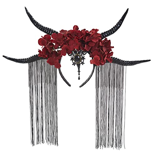 SANRLO Stirnbänder, Haarschmuck für Damen, Antilopen-Haarband, Halloween, Horn, Teufelshörner, Gothic-Stirnband, Gothic-Kopfschmuck, Tag der Toten von SANRLO