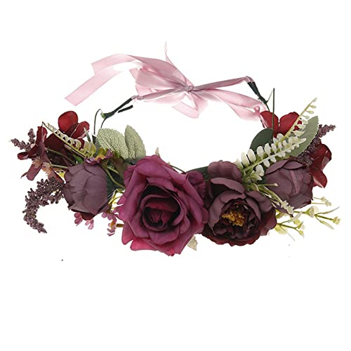 SANRLO Stirnbänder, Haarschmuck für Damen, Blumen-Haarband, Blumengirlande, Kopfschmuck, Brautblumen-Haarband, Bohemian-Blumenkrone, Hochzeit, Braut von SANRLO