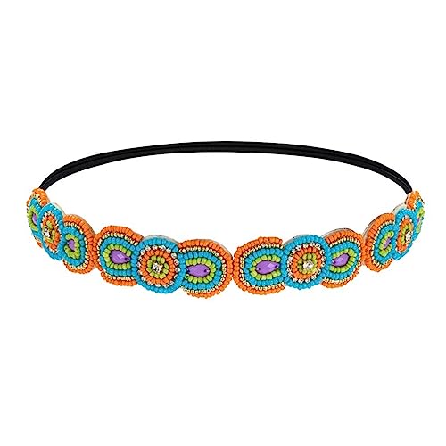 SANRLO Stirnbänder, Haarschmuck für Damen, Bohemian-Stil, Haarband mit Perlen und Strass-Dekoren, ethnischer Stil, Stirnband für Mädchen, Damen, Festival, Cosplay, Party von SANRLO