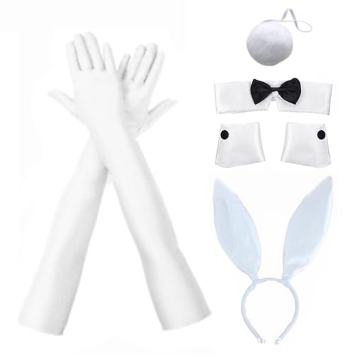 SANRLO Stirnbänder, Haarschmuck für Damen, Cosplay, Animes, Kostüm-Set, Hasenohren, Stirnband, Fliege, Schwanz, Maskeraden, Party, sexy Anzug, Comic-Show, Damen-Outfit von SANRLO