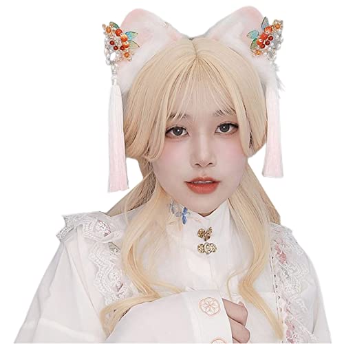 SANRLO Stirnbänder, Haarschmuck für Damen, Erwachsene, chinesischer Stil, niedliche Katzenohren-Form, Stirnband mit Dekoren, Haarreifen, Make-up, Ostern, Cosplay, Party, Kopfschmuck von SANRLO