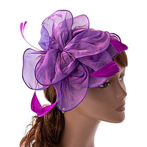 SANRLO Stirnbänder, Haarschmuck für Damen, Fascinator, Derby, Pillbox, Cocktail, Teeparty, Stirnband, Feder-Fascinator, Blumen-Fascinator von SANRLO