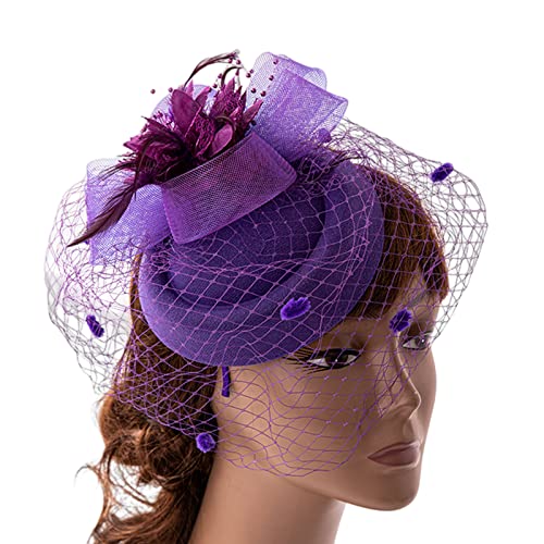 SANRLO Stirnbänder, Haarschmuck für Damen, Fascinator, Derby, Pillbox, Hut, Cocktail, Teeparty, Fascinator, Derby-Hut, Feder-Fascinator, Schleier, Netzstoff von SANRLO