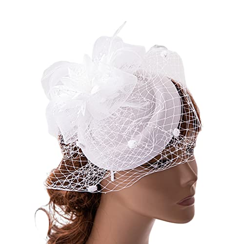 SANRLO Stirnbänder, Haarschmuck für Damen, Fascinator, Derby, Pillbox, Hut, Cocktail, Teeparty, Fascinator, Derby-Hut, Feder-Fascinator, Schleier, Netzstoff von SANRLO