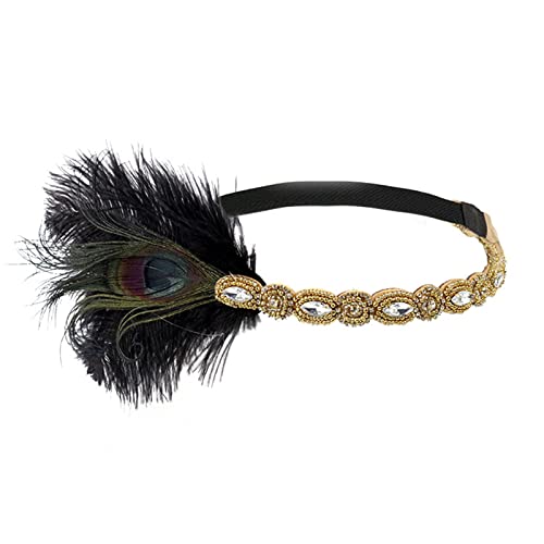 SANRLO Stirnbänder, Haarschmuck für Damen, Feder-Kopfschmuck, Karneval, Flapper-Stirnband, Karneval, Kopfschmuck, Federn, Maskerade, Kopfschmuck, Gatsby-Kopfschmuck von SANRLO