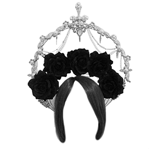 SANRLO Stirnbänder, Haarschmuck für Damen, Krone für Damen, Gothic, hohl, Blumenmuster, Vintage-Stil, Perlen, Kopfbedeckung, dekorativer Luxus-Haarreif von SANRLO