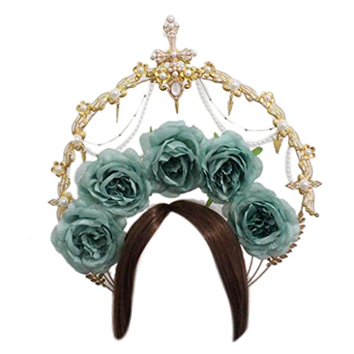 SANRLO Stirnbänder, Haarschmuck für Damen, Krone für Damen, Gothic, hohl, Blumenmuster, Vintage-Stil, Perlen, Kopfbedeckung, dekorativer Luxus-Haarreif von SANRLO