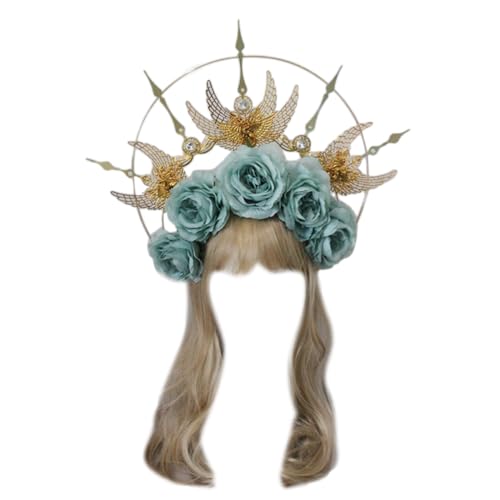 SANRLO Stirnbänder, Haarschmuck für Damen, Kronen-Kopfbedeckung, DIY-Material SunGoddess, Barock-Kopfschmuck, Blumen-Haarband, DIY-Set, Barockkrone von SANRLO