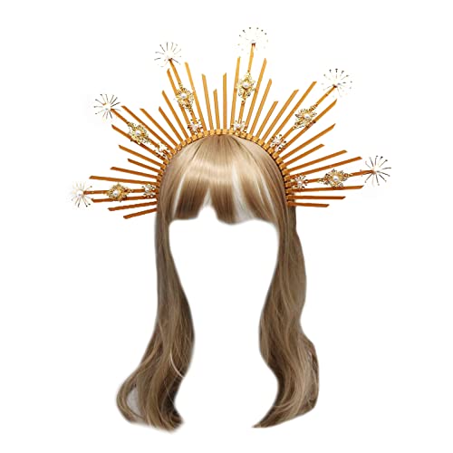 SANRLO Stirnbänder, Haarschmuck für Damen, Kronen-Stirnband, DIY-Set, Jungfrau-Mari-Kirchenkostüm, Stirnband, Sonnengöttin Haarband, weiblicher Kopfschmuck von SANRLO