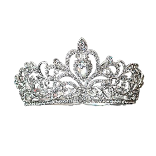 SANRLO Stirnbänder, Haarschmuck für Damen, Kronen-Tiaras für Damen, Mädchen, Krone, Kopfbedeckung, Prinzessinnenkrone, Tiaras, Hochzeitskrone, Metallkrone, Haarschmuck, Ornamente, Size reference von SANRLO