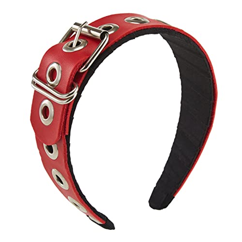 SANRLO Stirnbänder, Haarschmuck für Damen, PU-Leder-Stirnband, Gothic-Tiaras, Lederschnalle, Stirnband, Rock-Stirnband, Punk-Stirnband, Steampunk-Stirnband, PU-Leder-Kopfschmuck von SANRLO