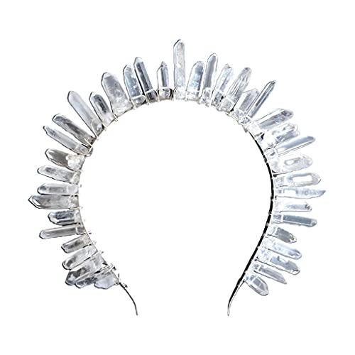 SANRLO Stirnbänder, Haarschmuck für Damen, Quarz-Stirnband mit natürlichem Kristall für Kopfschlaufe, natürliche Regenbogenstein-Krone, Boho-Stil für Strass von SANRLO