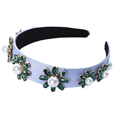 SANRLO Stirnbänder, Haarschmuck für Damen, Retro-Blumenmuster, breites Haarband für Damen, Perlenlegierung, Haarreif für Mädchen von SANRLO