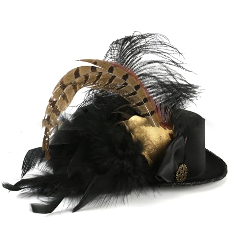 SANRLO Stirnbänder, Haarschmuck für Damen, Vintage-Fascinator, Zylinderhut, exquisite Ausrüstung für Teeparty, Hochzeit, Kostüm, Pillbox, Hut, Dame Kopfbedeckung für Halloween von SANRLO