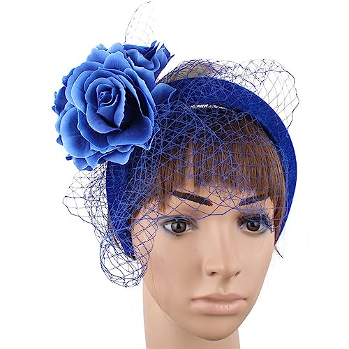 SANRLO Stirnbänder, Haarschmuck für Damen, Vintage-Fascinator, exquisite Rose für Teeparty, Hochzeit, Kostüm, Pillbox, Hut, Damenschmuck für Beerdigung/Hochzeit von SANRLO