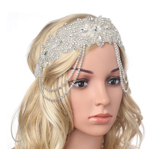 SANRLO Stirnbänder, Haarschmuck für Damen, Vintage-Feen-Strass, Braut-Kopfschmuck, Party, Foto-Requisiten, atemberaubende Kristallkrone, auffälliger Kopfschmuck von SANRLO