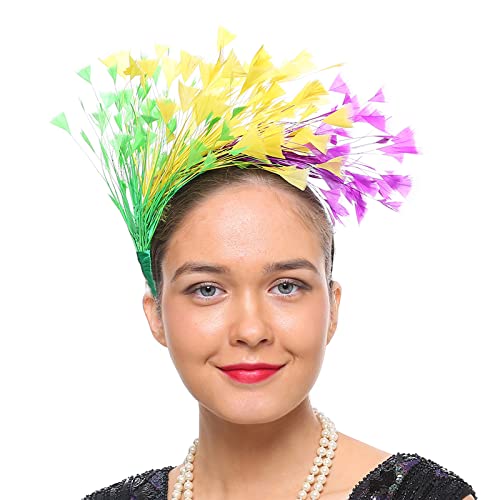 SANRLO Stirnbänder, Haarschmuck für Damen, farbiges Feder-Stirnband, Flapper-Feder-Stirnband, Feder-Fascinator, Stirnband, Teeparty-Hut, Cocktail-Stirnband, Kopfschmuck von SANRLO