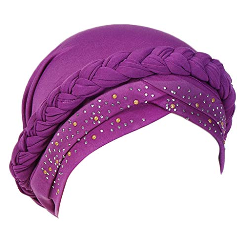 SANRLO Stirnbänder, Haarschmuck für Damen, geflochtener Turban für Strass, Chemo für Kopfwickel, Haarausfall, Beani von SANRLO