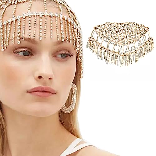 SANRLO Stirnbänder, Haarschmuck für Damen, modischer Haarschmuck, ethnischer Stil, Stirnband, übertriebene Bühne für Strass-Haarkette von SANRLO