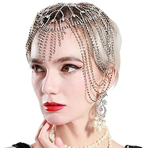 SANRLO Stirnbänder, Haarschmuck für Damen, modischer Haarschmuck, ethnischer Stil, Stirnband, übertriebene Bühne für Strass-Haarkette von SANRLO