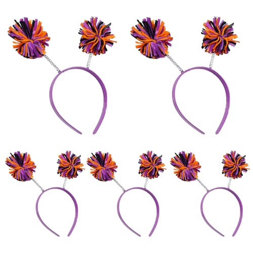 SANRLO Stirnbänder, Haarschmuck für Damen, niedliches Haarband mit bunten Pompons, perfekt für Partys, Bühnenauftritte, auffälliges Party-Stirnband, Geburtstags-Kopfbedeckung von SANRLO