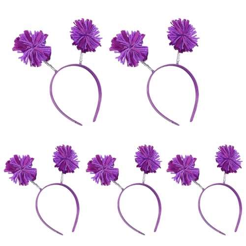 SANRLO Stirnbänder, Haarschmuck für Damen, niedliches Haarband mit bunten Pompons, perfekt für Partys, Bühnenauftritte, auffälliges Party-Stirnband, Geburtstags-Kopfbedeckung von SANRLO