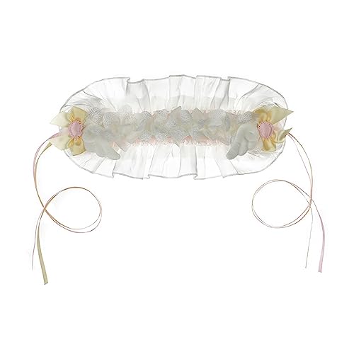 SANRLO Stirnbänder, Haarschmuck für Damen, plissiert, Spitze, Haarband mit Plüschflügel und Schleife, niedliches Diadem, Cosplay, Dienstmädchen, Haarband für Mädchen von SANRLO