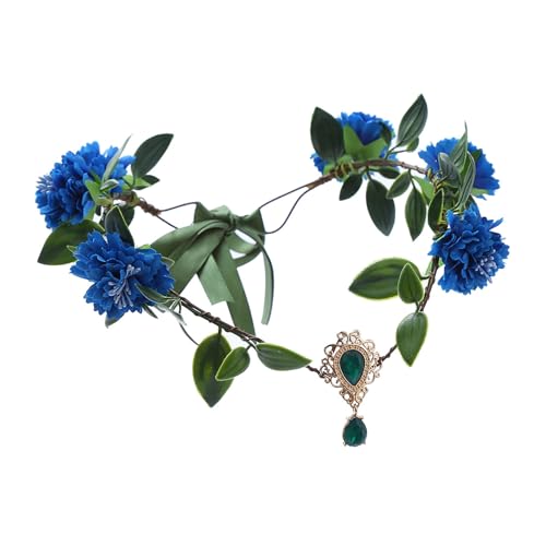 SANRLO Stirnbänder, Haarschmuck für Damen, zarte Blumenkrone, ethnischer Stil, Mädchen, Cosplay, Fee, Haarreif, Braut, Hochzeit, Party, Stirnband mit Strass-Anhänger von SANRLO