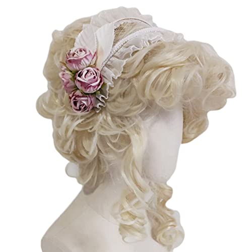 SANRLO Stirnbänder, Haarschmuck für Damen, zartes Stirnband, elegante Blume, plissiert, Spitzen-Form, Haarreif, Party-Kopfschmuck, breite Krempe, Haarband für Damen, Frühling von SANRLO