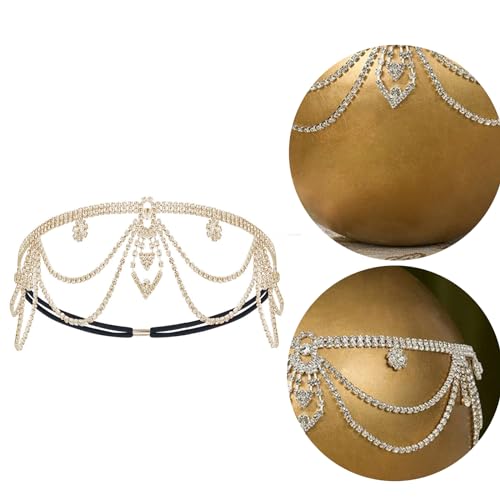 Strass-Stirnband für Damen, mehrlagig, Party-Stirnband, weiblich, Brautparty, Hochzeit, Haarkette, formelle Party, Frontlet-Haarschmuck von SANRLO