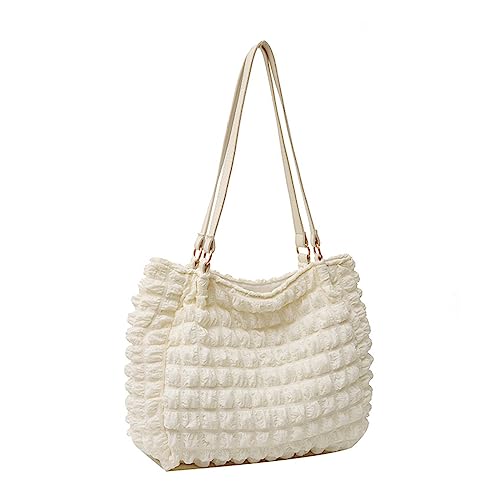 Tasche mit gerüschtem Design, plissiert, für Damen, Mädchen, modische Handtasche, Damen, Mädchen, Reisetasche, Schultertasche, Weiß#Anhänger Tasche mit gerüschtem Design, plissiert, für Damen, Mädchen, modische Handtasche, Damen, Mädchen, Reisetasche, Schultertasche, Weiß#Anhänger von SANRLO
