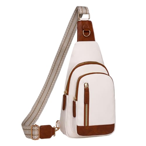 Vintage Multifunktionale Damen Brusttasche mit verstellbarem Riemen und mehreren Taschen Pack Crossbody Umhängetasche, Weiß #046 Vintage Multifunktionale Damen Brusttasche mit verstellbarem Riemen und mehreren Taschen Pack Crossbody Umhängetasche, Weiß #046 von SANRLO