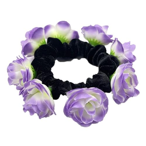 Zarte künstliche Blumen-Haarband, elastische Haargummis, modischer Pferdeschwanz-Halter, ideal für alltägliche Frisuren, Haargummis für Frauen von SANRLO