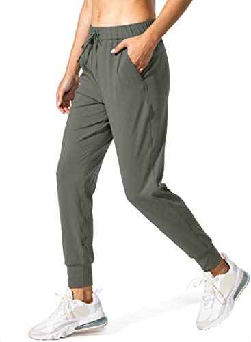 SANTINY Damen-Jogginghose, Taschen, Kordelzug, Lauf-Jogginghose für Damen, Lounge, Workout, Joggen, Olivgrün, X-Groß von SANTINY