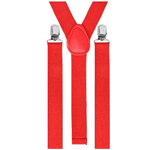 Hosenträger Gummiband 3er Clips Anzug Unisex Hose Träger Clip Verstellbar (Rot) von SANWOOD