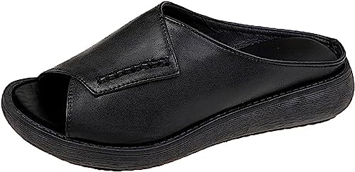 SARAYO 2023 Women's New Thick-Bottomed Fish Mouth Slippers,Comfortable Wedge Shoes with Arch Support,Platform Non-Slip Sandals (Black, 35) von SARAYO