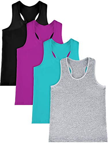 4 Stück Mädchen Tanz Tank Tops Baumwolle Racerback Crop Tank Tops Ärmelloses Top für Gymnastik und Tanzkleidung Gr. 9-10 Jahre, mehrfarbig von SATINIOR