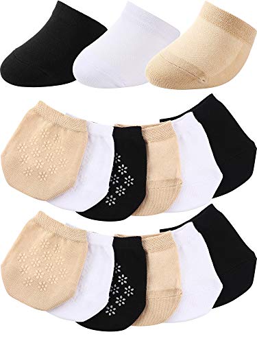 SATINIOR 12 Paar Zehlinge Zehen Topper Socken Zehen Liner Halb Socks Nahtlose Rutschfeste Zehen Halbe Socken (Schwarz, Weiß, Hautfarbe) von SATINIOR