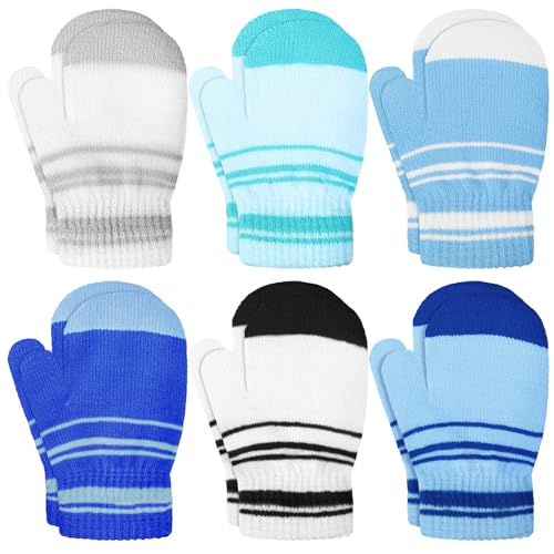 SATINIOR 6 Paar Kinder Winterhandschuhe Warme Baby Strickhandschuhe Stretch Fäustlinge für 1-4 Jahre (Frische Farbe) von SATINIOR