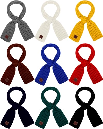 SATINIOR 9 Stück Kinder-Strickschal, Winter, einfarbig, Kleinkinder, warmer Schal für Jungen und Mädchen, Lebendige Farben, Einheitsgröße von SATINIOR