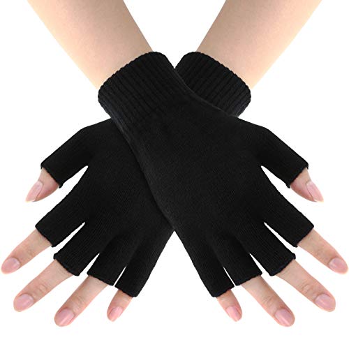 SATINIOR Fingerlose Strick Handschuhe Warme HalbFinger Handschuhe Winter Strick Fahrhandschuhe für Männer Frauen Kaltes Wetter (1 Paar) von SATINIOR