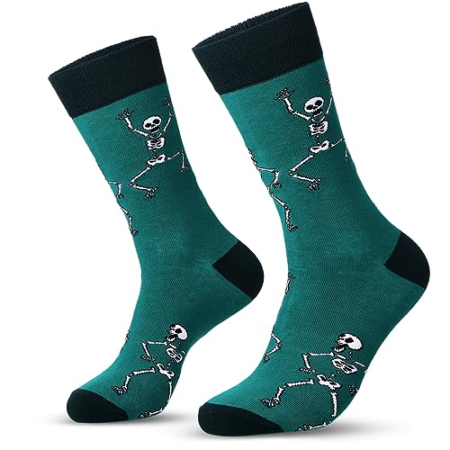 SATINIOR Herren Urlaubssocken Bunt Unisex Stilvoll Gemusterte Socken Festlich Geschenk Socken (Schädel) von SATINIOR