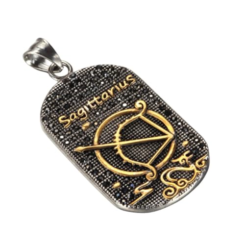 SAWEEZ Herren Sternzeichen Halskette Schütze, Erkennungsmarke Anhänger, 12 Sternbild Halskette Mit Goldener Kabelkette, Feine Horoskop Astrologie Halskette, Bezaubernder Schmuck, Geschenk Für Dam von SAWEEZ